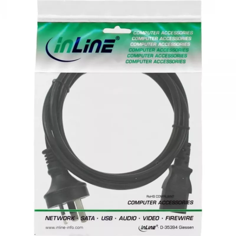 InLine maitinimo laidas, Australijos kištukas į 3 kontaktų IEC C13, 1,8 m