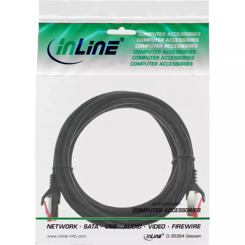 InLine Patch Laidas S/FTP PiMF Cat.6 250MHz PVC varis juodas 3m