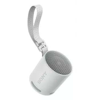 Sony SRS-XB100 – belaidis Bluetooth garsiakalbis, nešiojamas, atsparus vandeniui ir dulkėms IP67, 16 val. baterija, ekologiškas, lauko ir kelionėms, šviesiai pilkas