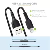 StarTech.com 50 cm USB–Lightning kabelis, MFi sertifikuotas, spiralinis, juodas, tvirtas TPE apvalkalas, aramido pluoštas