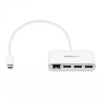 StarTech.com 3 prievadų USB-C šakotuvas su Gigabit Ethernet - USB-C į 3x USB-A - USB 3.0 šakotuvas - baltas