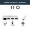 StarTech.com 3 prievadų USB-C šakotuvas su Gigabit Ethernet - USB-C į 3x USB-A - USB 3.0 šakotuvas - baltas