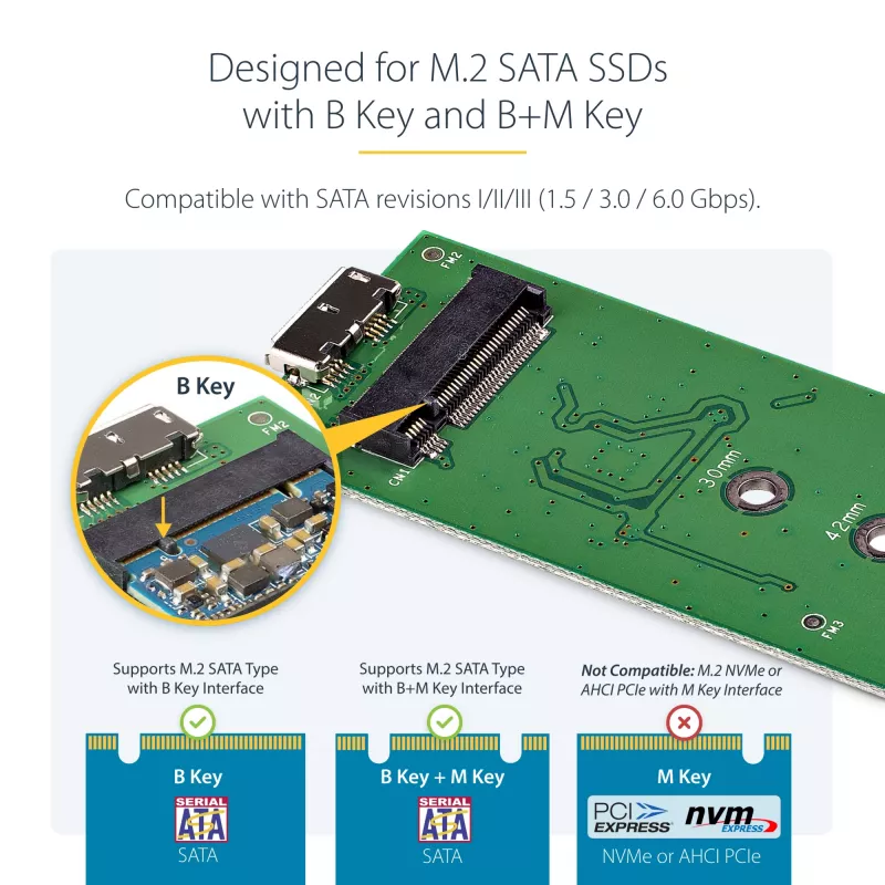 StarTech.com SM2NGFFMBU33 M.2 SSD korpusas M.2 SATA diskams – USB 3.0 (5Gbps) su UASP