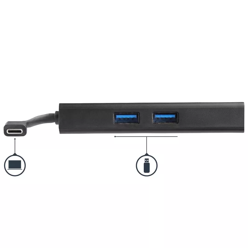 StarTech.com USB-C kelių prievadų adapteris – USB-C kelioninis dokas su 4K HDMI, 60W PD, GbE, 2x USB-A 3.0 – nešiojamas mini USB-C dokas nešiojamam kompiuteriui