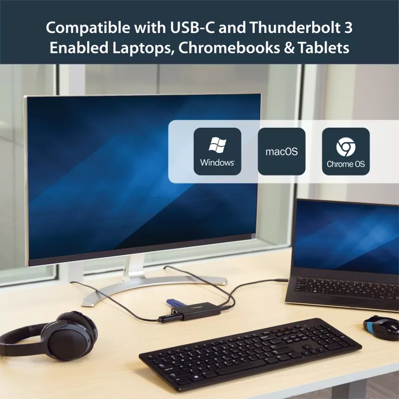 StarTech.com USB-C kelių prievadų adapteris – USB-C kelioninis dokas su 4K HDMI, 60W PD, GbE, 2x USB-A 3.0 – nešiojamas mini USB-C dokas nešiojamam kompiuteriui