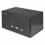StarTech.com 2 prievadų trijų monitorių DisplayPort KVM jungiklis – 4K 60Hz UHD HDR – stalinis DP 1.2 KVM su 2 prievadų USB 3.0 centru (5Gbps) ir 4x USB 2.0 HID prievadais, garsu, klaviatūros klavišų perjungimu – TAA