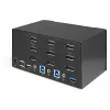 StarTech.com 2 prievadų trijų monitorių DisplayPort KVM jungiklis – 4K 60Hz UHD HDR – stalinis DP 1.2 KVM su 2 prievadų USB 3.0 centru (5Gbps) ir 4x USB 2.0 HID prievadais, garsu, klaviatūros klavišų perjungimu – TAA