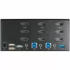 StarTech.com 2 prievadų trijų monitorių DisplayPort KVM jungiklis – 4K 60Hz UHD HDR – stalinis DP 1.2 KVM su 2 prievadų USB 3.0 centru (5Gbps) ir 4x USB 2.0 HID prievadais, garsu, klaviatūros klavišų perjungimu – TAA