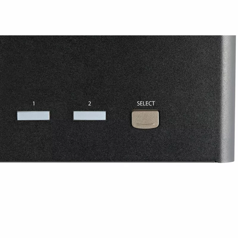 StarTech.com 2 prievadų trijų monitorių DisplayPort KVM jungiklis – 4K 60Hz UHD HDR – stalinis DP 1.2 KVM su 2 prievadų USB 3.0 centru (5Gbps) ir 4x USB 2.0 HID prievadais, garsu, klaviatūros klavišų perjungimu – TAA