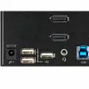 StarTech.com 2 prievadų trijų monitorių DisplayPort KVM jungiklis – 4K 60Hz UHD HDR – stalinis DP 1.2 KVM su 2 prievadų USB 3.0 centru (5Gbps) ir 4x USB 2.0 HID prievadais, garsu, klaviatūros klavišų perjungimu – TAA