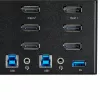 StarTech.com 2 prievadų trijų monitorių DisplayPort KVM jungiklis – 4K 60Hz UHD HDR – stalinis DP 1.2 KVM su 2 prievadų USB 3.0 centru (5Gbps) ir 4x USB 2.0 HID prievadais, garsu, klaviatūros klavišų perjungimu – TAA
