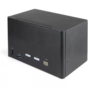 StarTech.com 2 prievadų keturių monitorių DisplayPort KVM jungiklis – 4K 60Hz UHD HDR – stalinis 4K DP 1.2 KVM su 2 prievadų USB 3.0 šakotuvu (5Gbps) ir 4x USB 2.0 HID prievadais, garsu – perjungimas klavišais – TAA