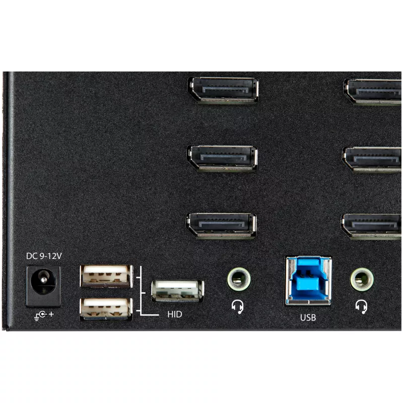 StarTech.com 2 prievadų keturių monitorių DisplayPort KVM jungiklis – 4K 60Hz UHD HDR – stalinis 4K DP 1.2 KVM su 2 prievadų USB 3.0 šakotuvu (5Gbps) ir 4x USB 2.0 HID prievadais, garsu – perjungimas klavišais – TAA