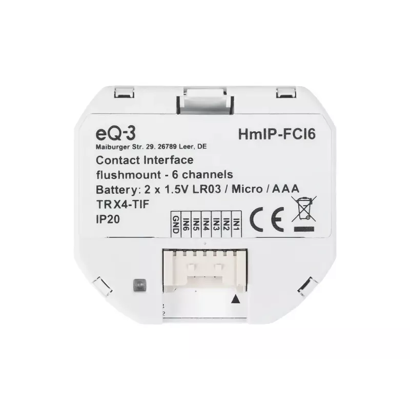 Homematic IP HmIP-FCI6 belaidis šviesos jungiklio sąsajos modulis, baltas
