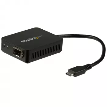 StarTech.com USB-C į šviesolaidžio keitiklis - Atviras SFP, laidinis, USB Type-C, šviesolaidis, 1000 Mbit/s, juodas
