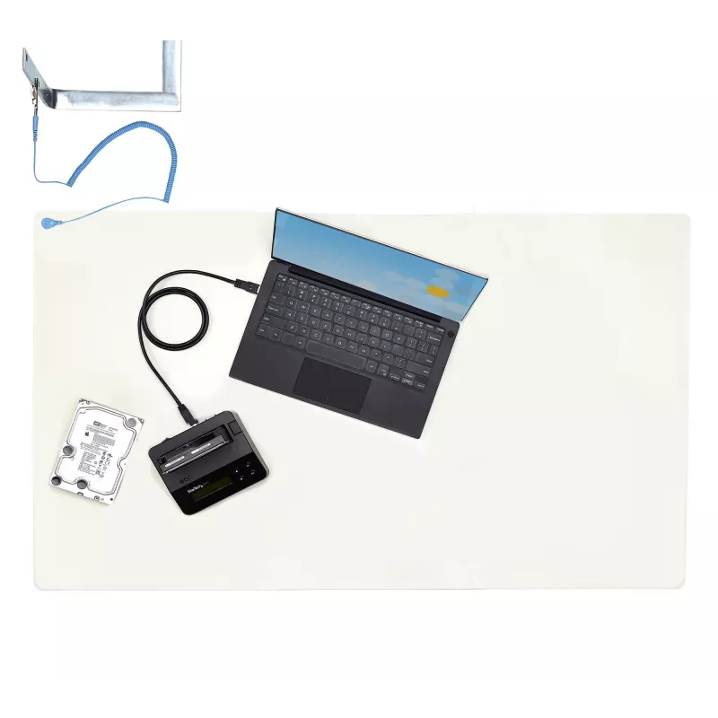 StarTech.com Antistatinis kilimėlis, ESD kilimėlis elektronikos remontui, antistatinis stalo/darbo stalo kilimėlis su nuimamu įžeminimo laidu, ANSI/ESD S 4.1, lankstus termoplastinis darbo kilimėlis, 60x120 cm