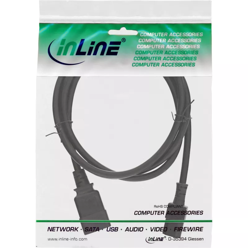 InLine maitinimo adapterio laidas, IEC-60320 C20 → C13, 3×1,5 mm², maks. 10 A, 1 m