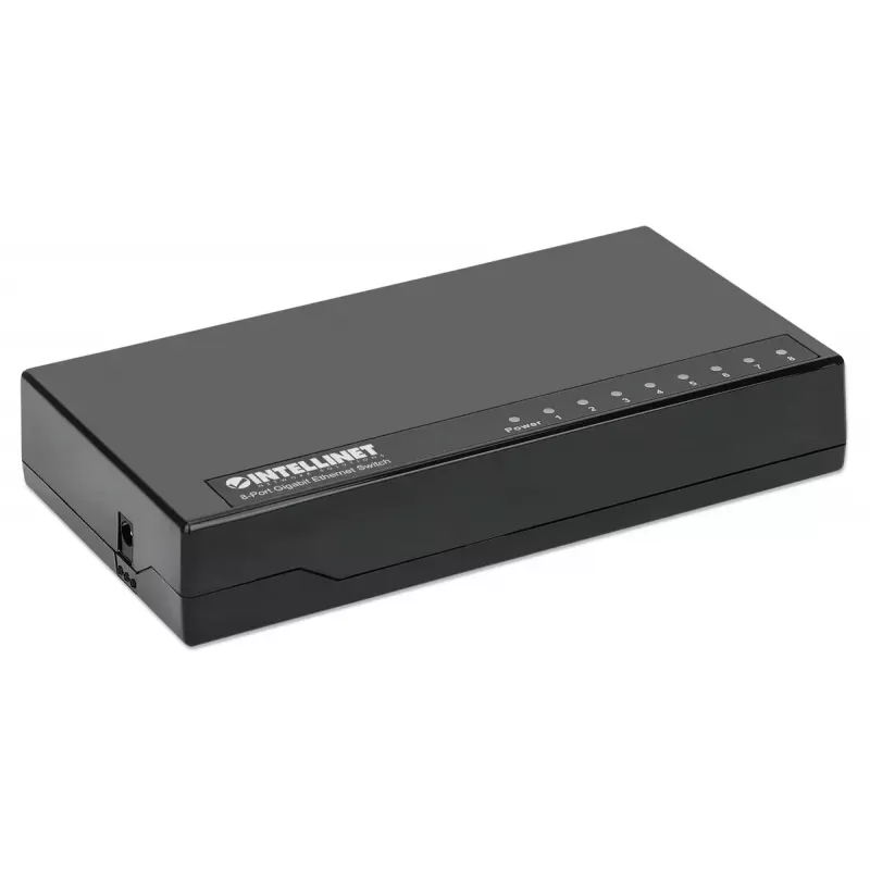 Intellinet 8 prievadų Gigabit Ethernet tinklo jungiklis, stalinis, plastikinis, IEEE 802.3az, juodas
