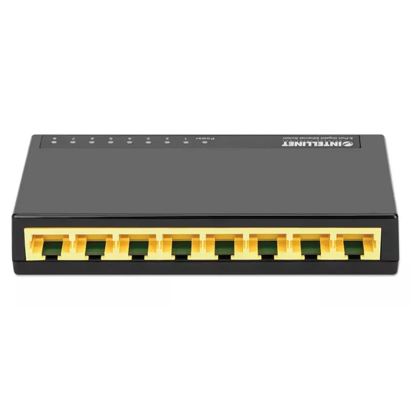 Intellinet 8 prievadų Gigabit Ethernet tinklo jungiklis, stalinis, plastikinis, IEEE 802.3az, juodas