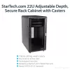 StarTech.com 4-Post 22U serverio spinta, užrakinama 19 colių duomenų spinta kompiuteriams, AV, IT įrangai, biuro / namų tinklo spinta su ratukais ir reguliuojamais montavimo bėgeliais