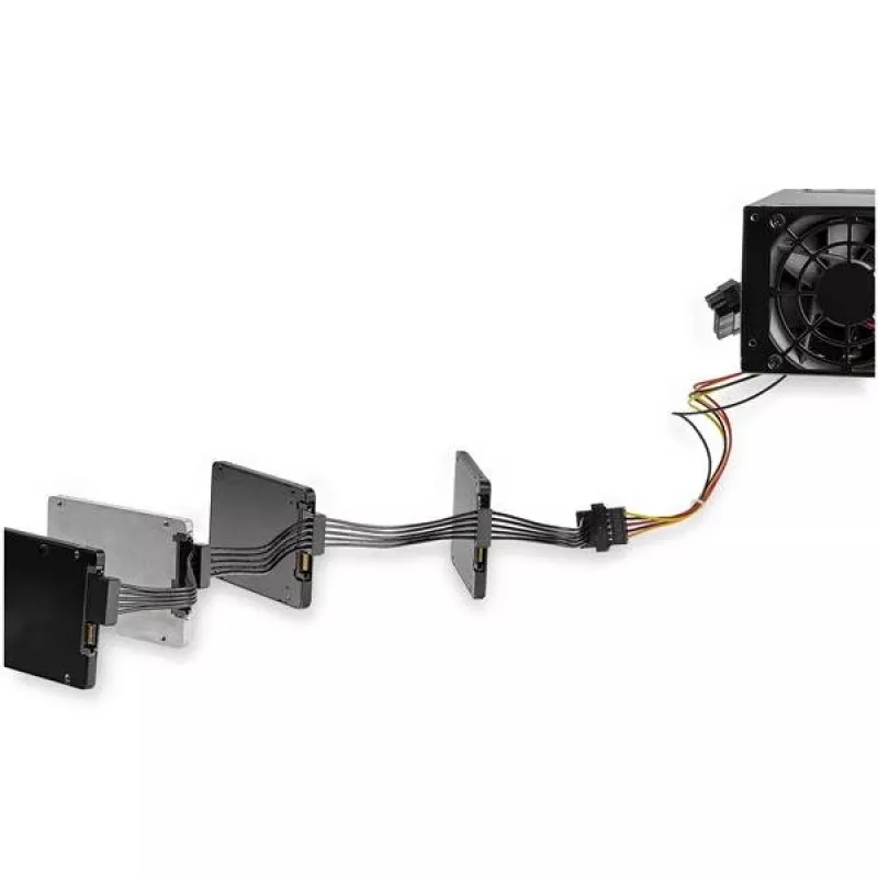 StarTech.com PYO4SATA SATA maitinimo daliklio adapterio laidas, 1x SATA 15 kontaktų į 4x SATA, 0,4 m