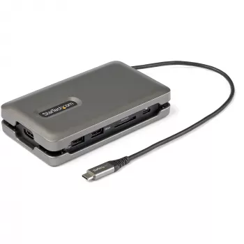 StarTech.com USB-C kelių prievadų adapteris – USB-C į 4K 60Hz HDMI 2.0 – 2 prievadų 10Gbps USB šakotuvas – 100W Power Delivery perdavimas – GbE – SD/MicroSD – USB Type-C mini dokas – 10 colių laidas