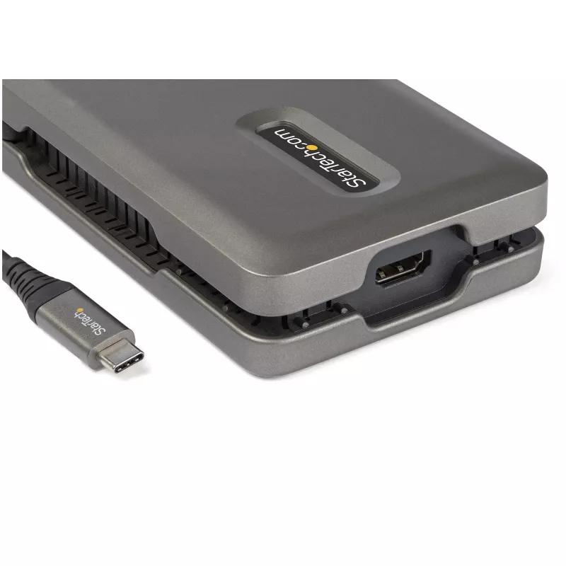 StarTech.com USB-C kelių prievadų adapteris – USB-C į 4K 60Hz HDMI 2.0 – 2 prievadų 10Gbps USB šakotuvas – 100W Power Delivery perdavimas – GbE – SD/MicroSD – USB Type-C mini dokas – 10 colių laidas