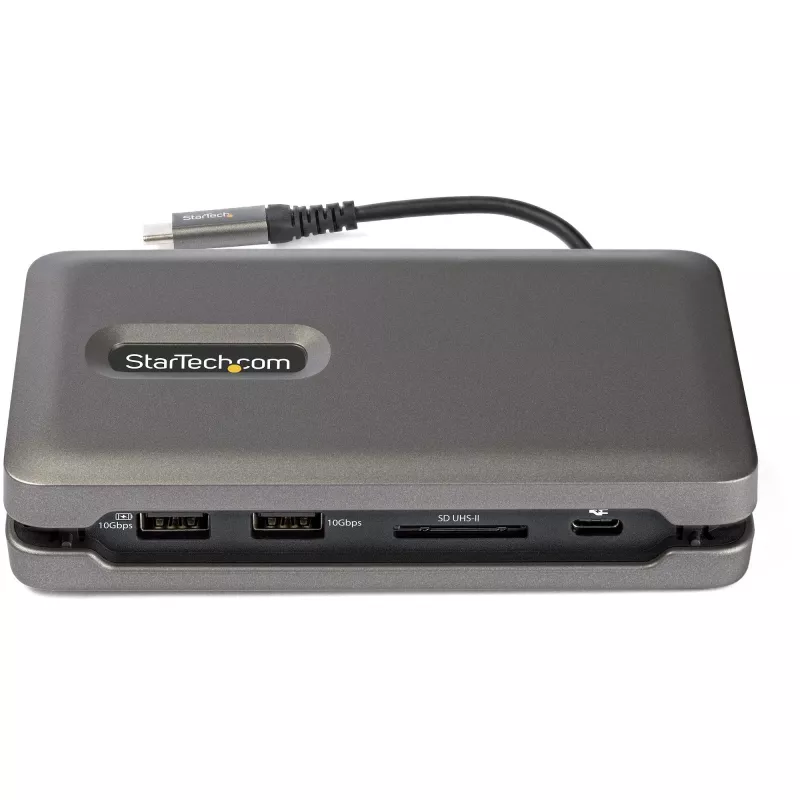 StarTech.com USB-C kelių prievadų adapteris – USB-C į 4K 60Hz HDMI 2.0 – 2 prievadų 10Gbps USB šakotuvas – 100W Power Delivery perdavimas – GbE – SD/MicroSD – USB Type-C mini dokas – 10 colių laidas
