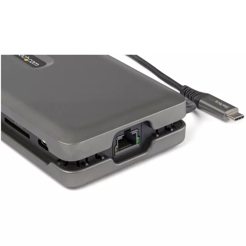 StarTech.com USB-C kelių prievadų adapteris – USB-C į 4K 60Hz HDMI 2.0 – 2 prievadų 10Gbps USB šakotuvas – 100W Power Delivery perdavimas – GbE – SD/MicroSD – USB Type-C mini dokas – 10 colių laidas