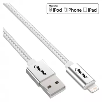 InLine Lightning USB laidas, sidabrinis/aliuminis 2 m, MFi sertifikuotas