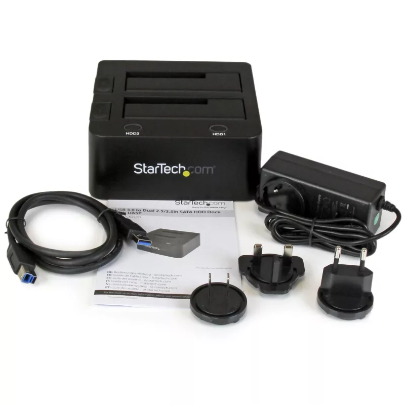 StarTech.com SDOCK2U33 Dviejų diskų USB 3.0 į SATA kietojo disko dokas, išorinis 2,5/3,5 colio SATA I/II/III SSD/HDD dokas su karšto keitimo funkcija
