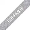 Brother TZe-PR935 etikečių juosta – baltas tekstas ant sidabrinio fono