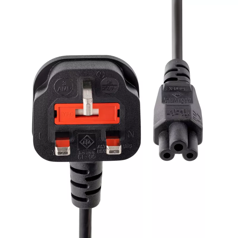 StarTech.com 2 m maitinimo laidas nešiojamam kompiuteriui, BS 1363 į C5 (dobilinis lapas), 2,5A 250V, 18AWG