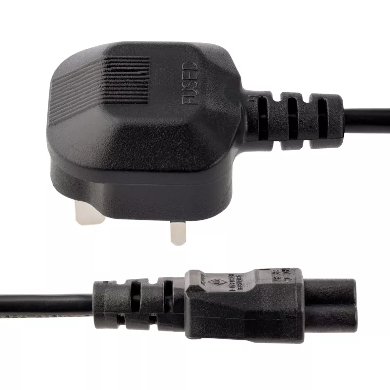 StarTech.com 2 m maitinimo laidas nešiojamam kompiuteriui, BS 1363 į C5 (dobilinis lapas), 2,5A 250V, 18AWG
