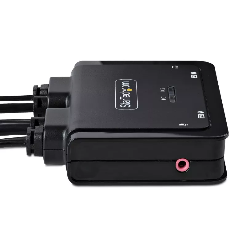 StarTech.com 2 prievadų USB-C KVM jungiklis su DisplayPort, 4K 60Hz, įmontuotais 1,2 m kabeliais, maitinamas iš USB