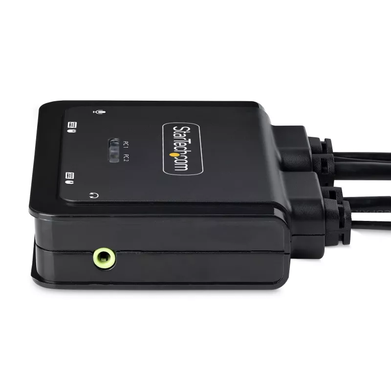 StarTech.com 2 prievadų USB-C KVM jungiklis su DisplayPort, 4K 60Hz, įmontuotais 1,2 m kabeliais, maitinamas iš USB