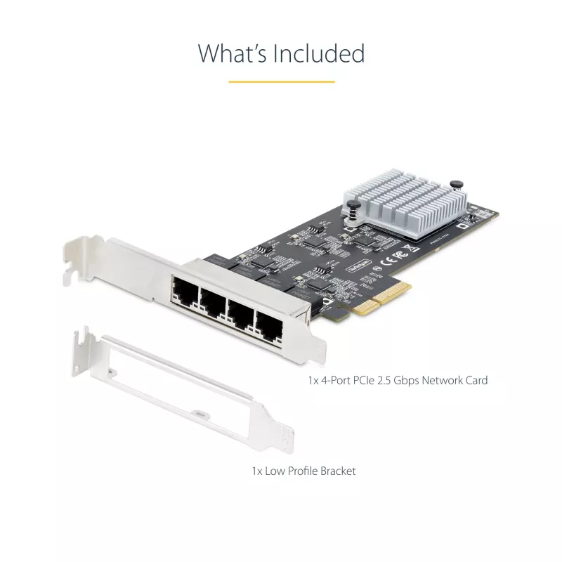 StarTech.com 4 prievadų 2,5 Gbps NBASE-T PCIe tinklo plokštė, Intel I225-V, keturių prievadų kompiuterio tinklo plokštė, kelių gigabitų NIC, PCI Express serverio LAN plokštė, stalinio kompiuterio Ethernet sąsaja