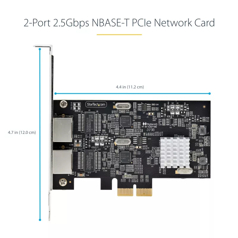 „StarTech.com“ 2 prievadų 2,5 Gbps NBASE-T PCIe tinklo plokštė su Intel I225-V, dviejų prievadų kompiuterio tinklo kortelė, kelių gigabitų NIC, PCI Express serverio LAN kortelė, darbalaukio Ethernet sąsaja