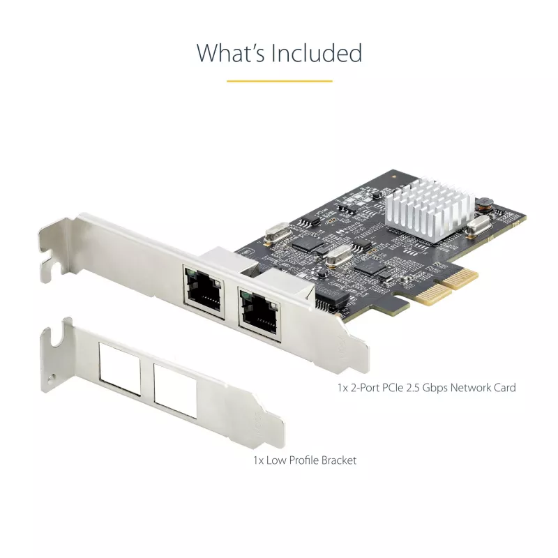 „StarTech.com“ 2 prievadų 2,5 Gbps NBASE-T PCIe tinklo plokštė su Intel I225-V, dviejų prievadų kompiuterio tinklo kortelė, kelių gigabitų NIC, PCI Express serverio LAN kortelė, darbalaukio Ethernet sąsaja