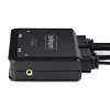 StarTech.com 2 prievadų hibridinis USB-C HDMI KVM jungiklis, 4K 60Hz, kompaktiškas KVM su integruotais 1,8 m USB-A/HDMI/garso ir 1,2 m USB-C laidais, maitinamas iš USB – nuotolinis mygtukas / klaviatūros kombinacijos perjungimas