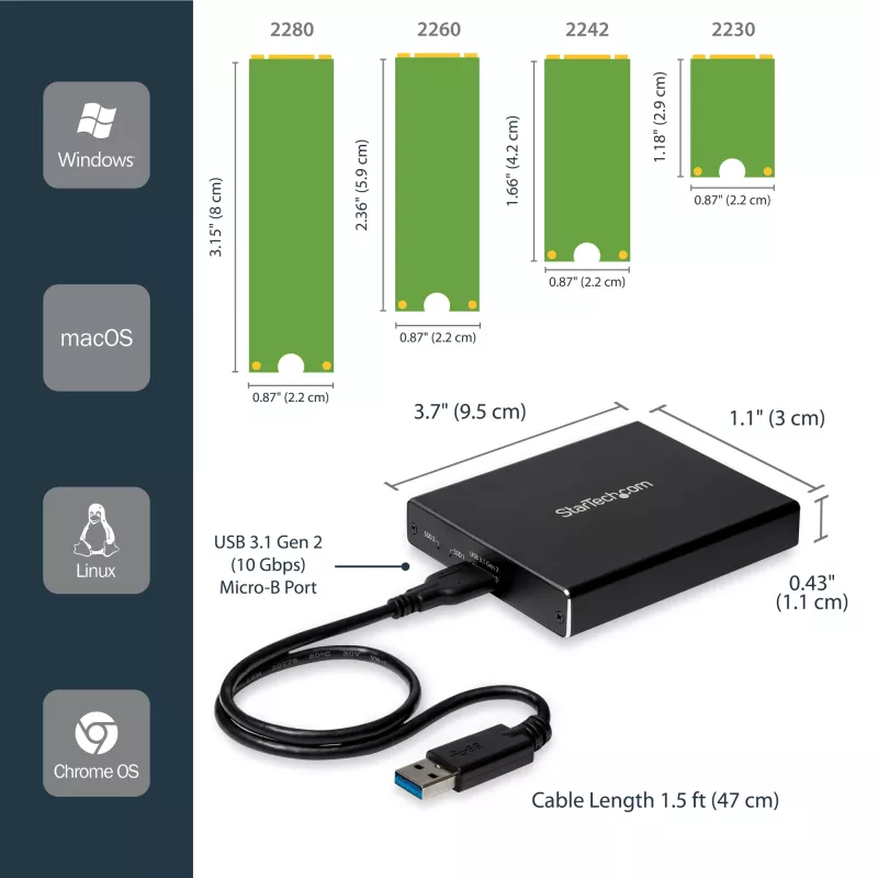 StarTech.com Dvigubo lizdo M.2 SATA SSD korpusas su RAID ir USB 3.1 (10 Gbps)