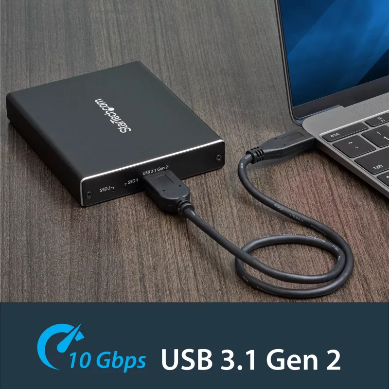 StarTech.com Dvigubo lizdo M.2 SATA SSD korpusas su RAID ir USB 3.1 (10 Gbps)