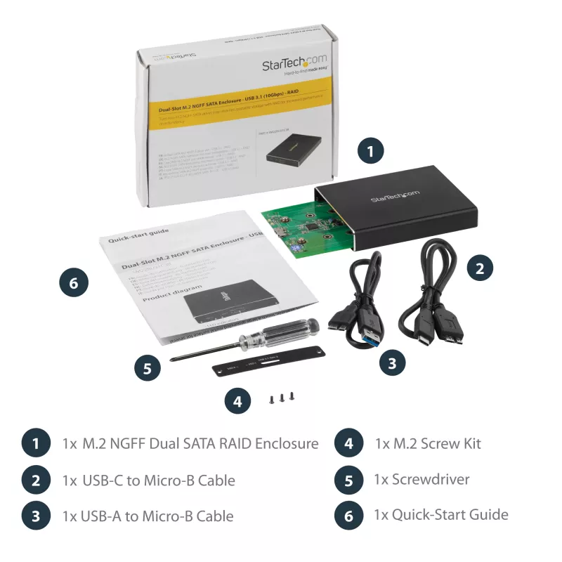 StarTech.com Dvigubo lizdo M.2 SATA SSD korpusas su RAID ir USB 3.1 (10 Gbps)