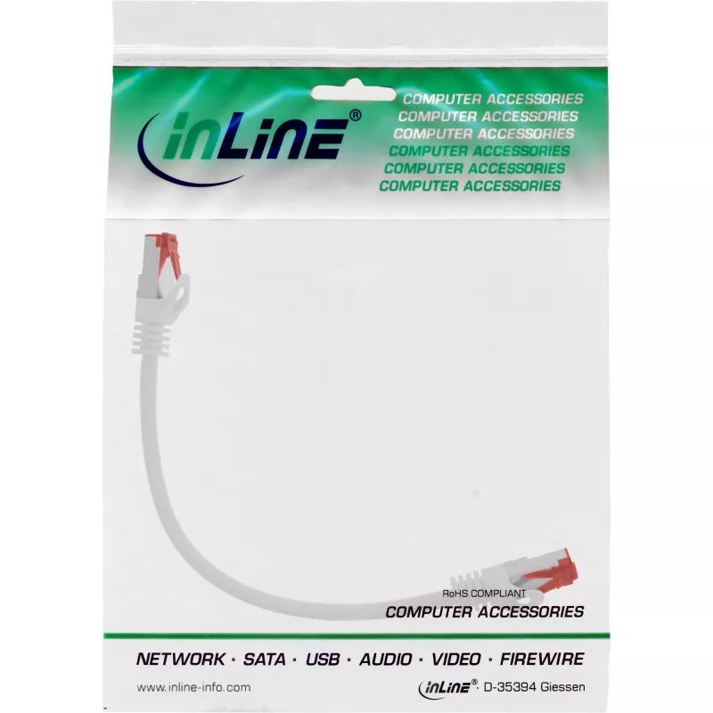 InLine Patch Laidas S/FTP PiMF Cat.6 250MHz PVC varis baltas 0,25m