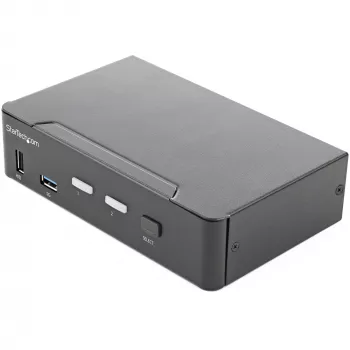 StarTech.com 2 prievadų HDMI KVM jungiklis – vienas monitorius 4K 60Hz Ultra HD HDR – stalinis HDMI 2.0 KVM su 2 prievadų USB 3.0 šakotuvu (5Gbps) ir 4x USB 2.0 HID, garsu, sparčiaisiais klavišais – TAA