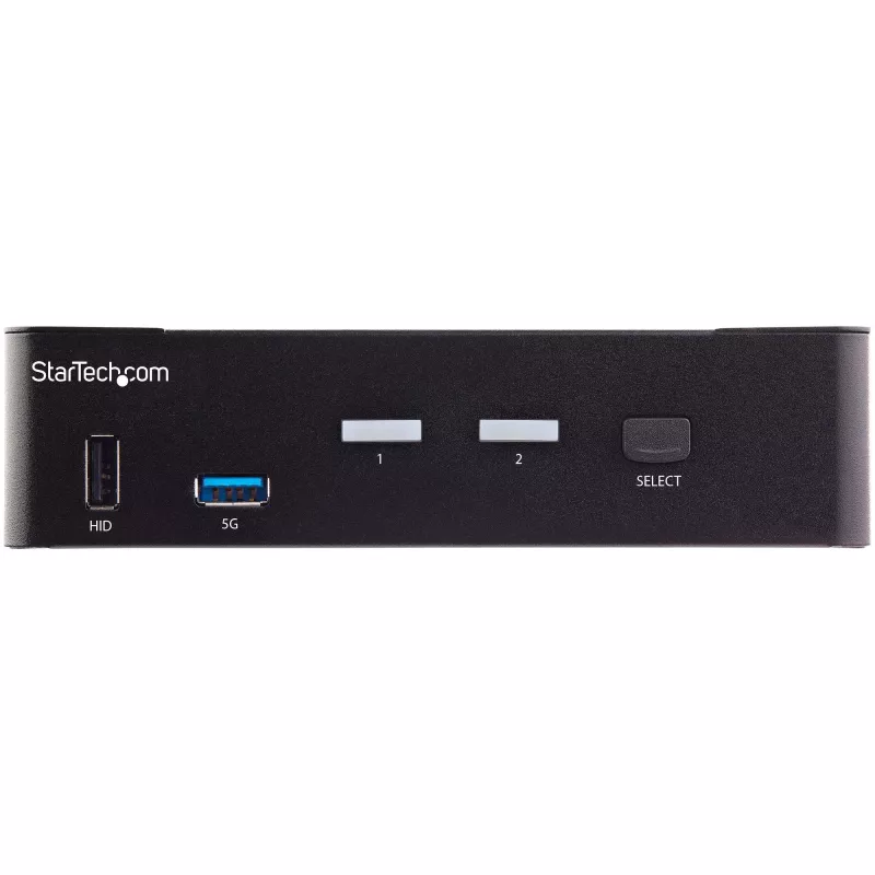 StarTech.com 2 prievadų HDMI KVM jungiklis – vienas monitorius 4K 60Hz Ultra HD HDR – stalinis HDMI 2.0 KVM su 2 prievadų USB 3.0 šakotuvu (5Gbps) ir 4x USB 2.0 HID, garsu, sparčiaisiais klavišais – TAA