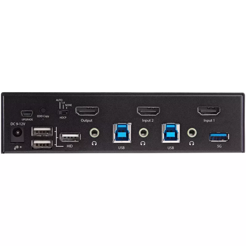 StarTech.com 2 prievadų HDMI KVM jungiklis – vienas monitorius 4K 60Hz Ultra HD HDR – stalinis HDMI 2.0 KVM su 2 prievadų USB 3.0 šakotuvu (5Gbps) ir 4x USB 2.0 HID, garsu, sparčiaisiais klavišais – TAA