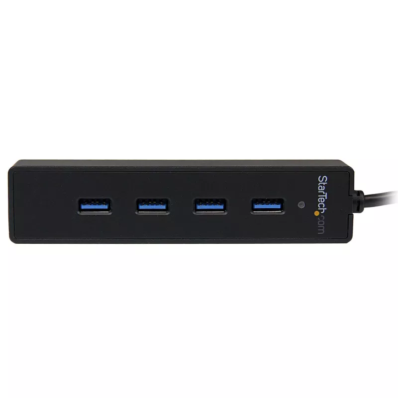 StarTech.com 4 prievadų nešiojamas USB 3.0 šakotuvas su įmontuotu kabeliu - 5Gbps
