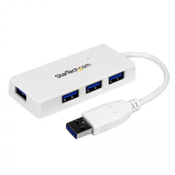 StarTech.com ST4300MINU3W nešiojamas 4 prievadų SuperSpeed Mini USB 3.0 šakotuvas – baltas