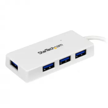 StarTech.com ST4300MINU3W nešiojamas 4 prievadų SuperSpeed Mini USB 3.0 šakotuvas – baltas